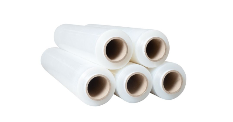 Rolls of clear pallet wrap
